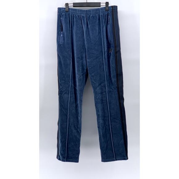 NEEDLES Men's Blue Velour Side-Striped Pull-On Straight-Leg Track Pants SZ M - Picture 1 of 11